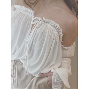 White Off-the-Shoulder Peasant Shirt